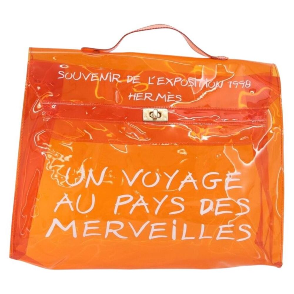 Hermes Kelly Souvenir Vinyl Orange Plastic Handbag